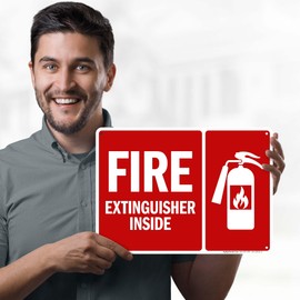 Fire Extinguisher Inside With Graphic Sign, 10x14 Inches, Rust Free .040 Aluminum, Fade Resistant, Made in USA by My Sign Center