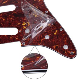 FLEOR Set of 11 Holes SSS Style Pickguard and Tremolo Cavity Cover Back Plate with Screws for US/Mexican Standard Fender Strat Guitar Parts,4Ply Red Tortoise