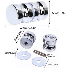 HYMAIPROSPERITY One Piece Shower Door Knobs Stainless Steel Shower Door Handle Silver Round Door Knob Chrome Door Handles for Door, Glass Shower Handle