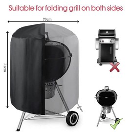 PATIO PLUS Kettle BBQ Cover Round, Durable Barbecue Cover 420D Oxford Fabric Waterproof, Windproof, Anti-UV, Rip-Proof, Grill Cover with Storage Bag for Weber, Brinkmann, Char Broil 29*28"/73*71cm