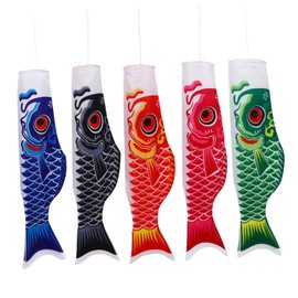 Kisangel 5pcs Japanese Carp Streamer Japanese Hanging Flag Japanese Japanese Carp Flag Decor Carp Banner Flags Fish Kite Japanese Type Fish Flag Garden Flag Wind Colorful