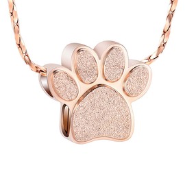 Imrsanl Pet Cremation Jewelry for Ashes Pendant Paw Print Pet Urn Necklace for Cat Dog Keepsake Memorial Ashes Jewelry (Rose Gold)