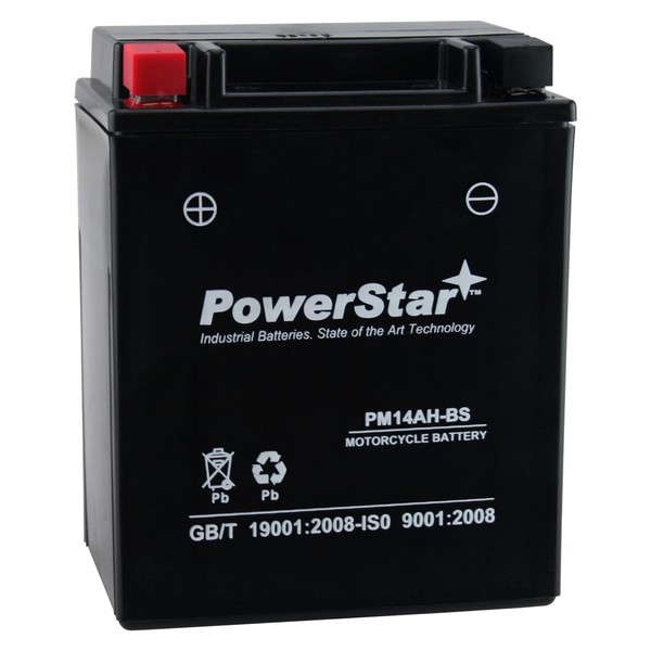 PowerStar YTX14AH-BS ATV Battery for Yamaha 400cc YFM400FW Kodiak/Automatic 2003