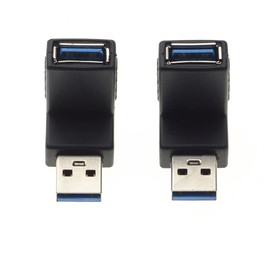 Keple Right Angle USB 3.0 with Up and Down Connecter, Pack of 2 - Male to Female 90 Degree USB Adapter for PC Computers and Other Devices with USB Plugs