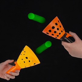 MIJOMA Catch Ball Game with Noctilucent Balls - Plastic Basket Catcher - Indoor and Outdoor Fun for Children and Adults (2 Players)