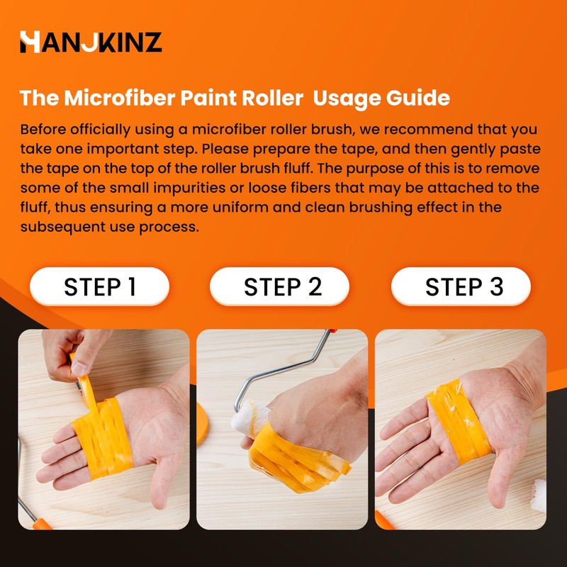 HANJKINZ Microfiber Paint Roller Covers, 6 Inch, 3/8 Inch Nap,