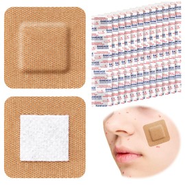 Marsui 200 Pcs Adhesive Spots Bandages Square Tan Adhesive Bandages Flexible Non Latex Bandage Knuckle Fingertip Bandages for Small Incisions Wound Care Discreet First Aid and Hides Skin Spots (1")