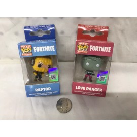 Funko Lot Of 2 Funko Pop Keychains Fortnite-Love Ranger-Raptor- (fc)