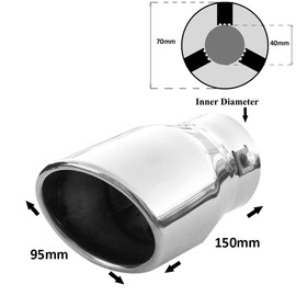 Rumplex Exhaust Trim Oval Stainless Steel Sports Exhaust Tailpipe End Pipe Trim Exhaust Tips Tailpipe Trim Silencer Tip Universal Exhaust Pipe Chrome Rustproof