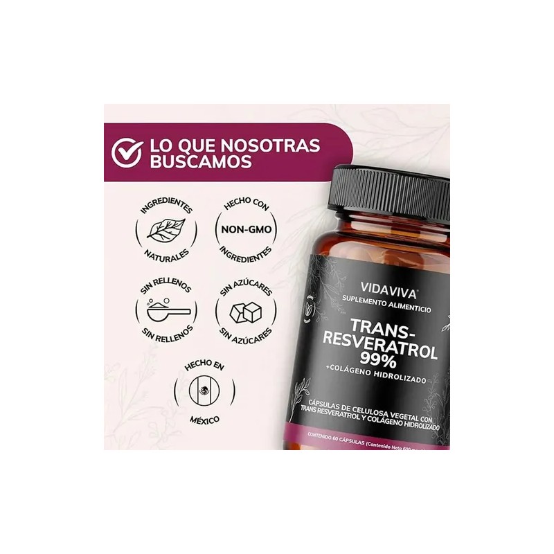 2pc Trans Resveratrol 99% - 100% Hidrolizado Polvo Y Calcio