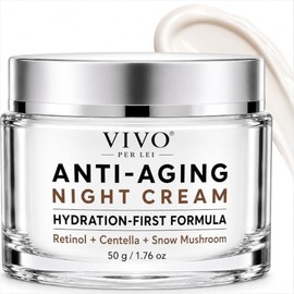 Vivo Per Lei Crema Hidratante De Noche Con Setas De Nieve Y Peonía - Crema Antiarrugas Para Pieles Sensibles - Crema De Noche Antiedad Con Manteca De 