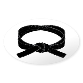 CafePress Black Belt Oval Car Bumper Sticker