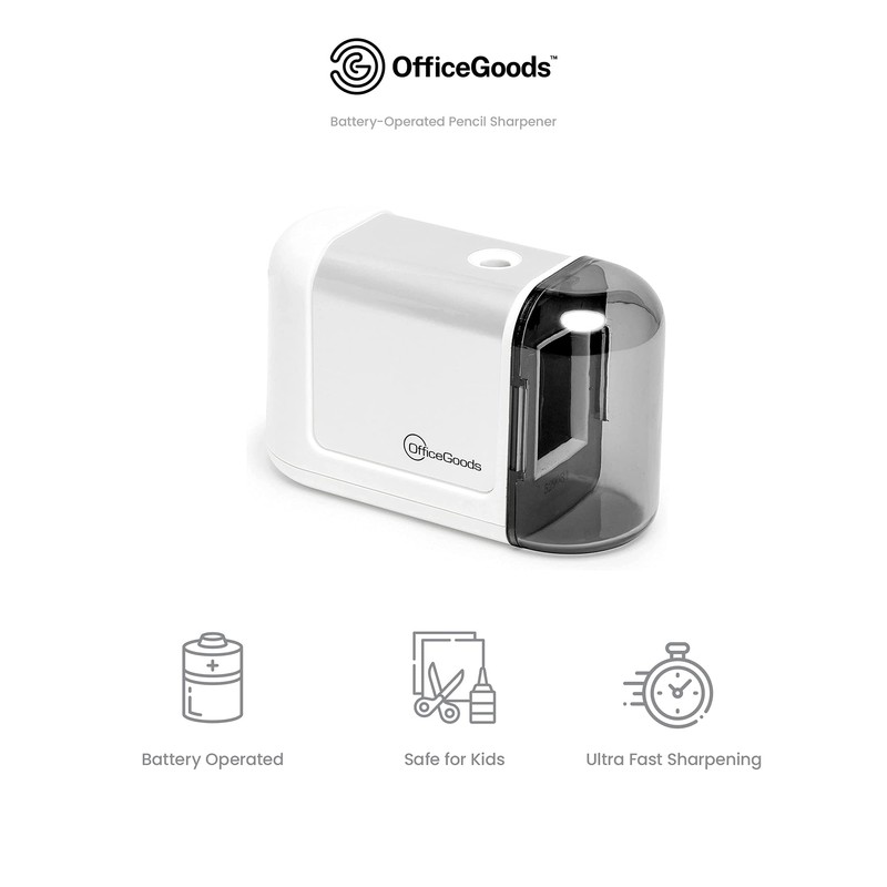 OfficeGoods Mini-Pro Automatic Pencil Sharpener - Cordless Portable Sharpener -