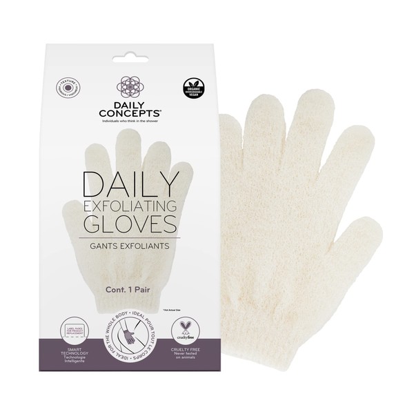 DAILY CONCEPTS Daily Exfoliating Gloves Refill Removes Roughness and Increases Blood Circulation, Vigorous Texture Safe for All Skin Types 75g