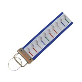 Golf Balls on Tees Key Chain, Golfer Key Fob, Fabric Golfing Key Holder on Blue Background