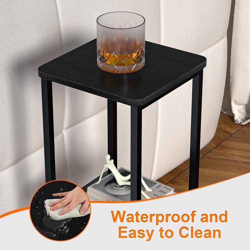 GHIMIGN 10" Wide Square Drink Table with Adjustable Feet -