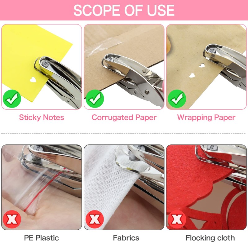 Hole Punch for Paper Crafts-Single Shape Metal Handheld Portable for