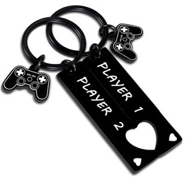 Nfyxcaz 2PCs Funny Gamer Keychain Boyfriend Gifts from Girlfriend Valentine's Day Gifts Matching Keychain Couple Gifts For Husband Couple Keychain for Gamers Player 1 Player 2