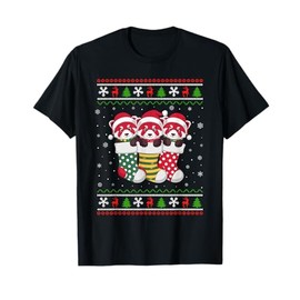 Ugly Xmas Sweater Red Panda In Christmas Socks T-Shirt