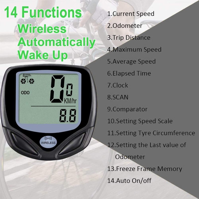 Bike Speedometer – Wireless LCD Bike Computer Speedo Odometer –