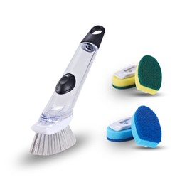 Esponja duradera para lavar platos, juego de funda de cocina, viene con elegante dispensador de jabón, herramienta para lavar platos, viene con asa