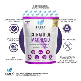 Citrato de magnesio y Citrato de Potasio bolsas 120 cápsulas cada uno Suplemento Alimenticio | Saisa Herbal Sin sabor | Alta biodisponibilidad | Apoyo