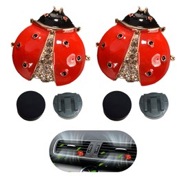 Qiyuda 2 Pcs Ladybug Air Vent Clips, Red Lady Bug Car Air Diffusers Fresheners Cute Bling Gifts (Not Contain Air Freshener)