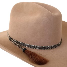 Western Horsehair Hat Band for Cowboy Hats Brown Single Tassle Overo