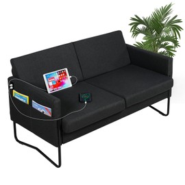 STHOUYN 51” Small Sofa Couches for Small Spaces with 2 USB, Comfy Modern Couch, 2 Seat Couch Loveseat Sofa for Living Room Bedroom, Office Apartment Couch (Black)