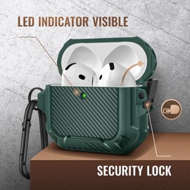 MOBOSI for AirPods 4 Case with Cleaner Kit, Compatible with AirPods 4th Generation Case Cover (2024) with Secure Lock & Keychain, Powerful Drop Protection, Shockproof Protective Hard Shell, Green