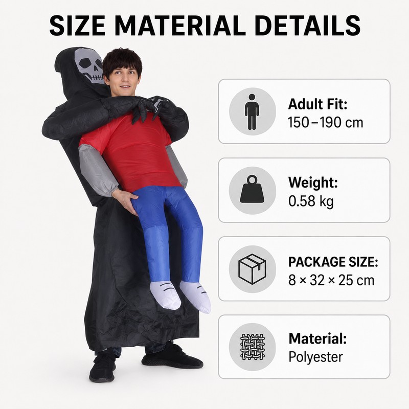 Inflatable Ghost Costume for Adults – Funny Black Robe Halloween