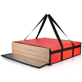 Bodaon pizza bags for delivery, 24" x 24" x 6" Insulated Pizza Delivery Bag Thermal Carrier, Catering and Food Warmer Bag for Hot Box Transport, Pizza Warmer Carrier for Doordash Drivers, Red, 1-Pack