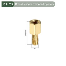 YOKIVE 20 PCS Brass Hex Threaded Spacers Female Threaded Hex Spacers for Electronic Industry Best Motherboard Fixing M3 5+6mm