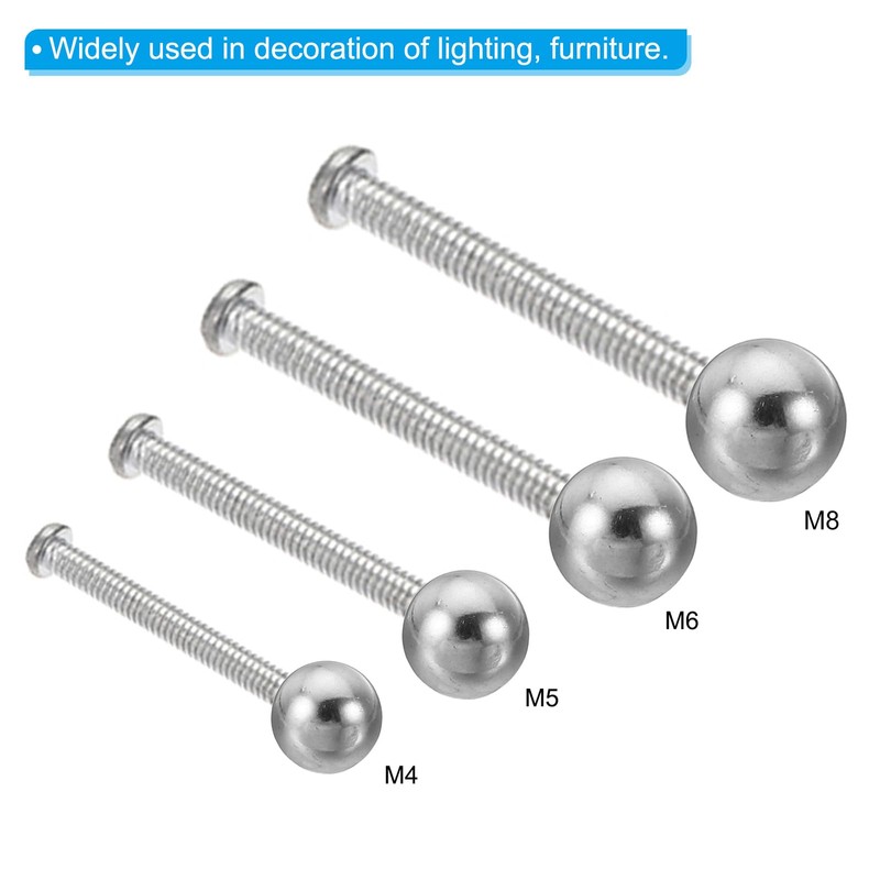 PATIKIL 5pcs M6x12mm Ball Nut Knob Female Thread 304 Stainless
