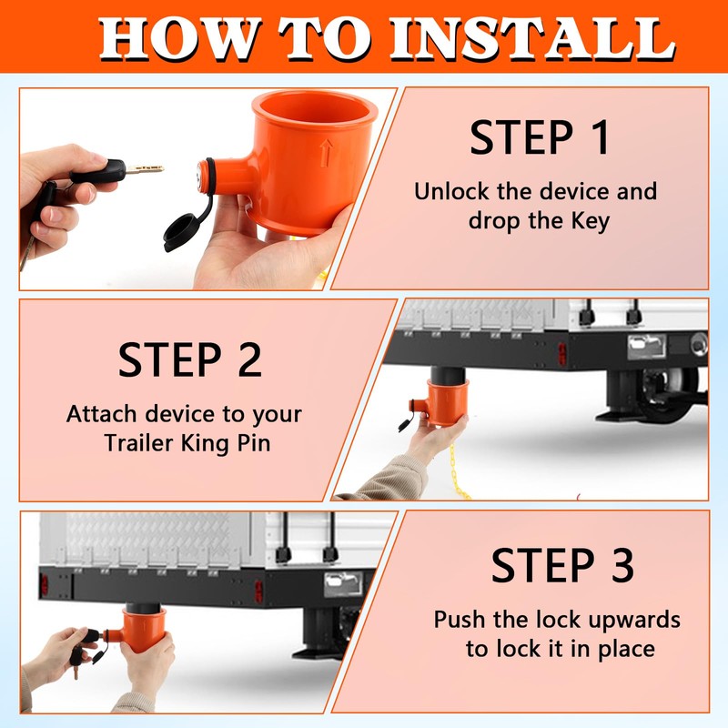 OPL5 5th Wheel King Pin Lock,Anti Theft Secure Trailer Kingpin