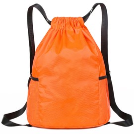 huiyonglan Drawstring Gym Bag, Large Sports Backpack String Swim Drawstring Bag for Women Men, Waterproof Swimming Sports Bags, Gym Bags for Swim, Beach, School, Sport & Travel(Orange)