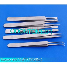 ODM 5 Pc. Tweezer Set CRAFTS SEWING STAMPS JEWELRY Lapidary Sewing Stamps