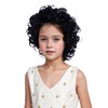 DUDUWIG Girls Black Wig Kids Short Black Curly Wavy Wig