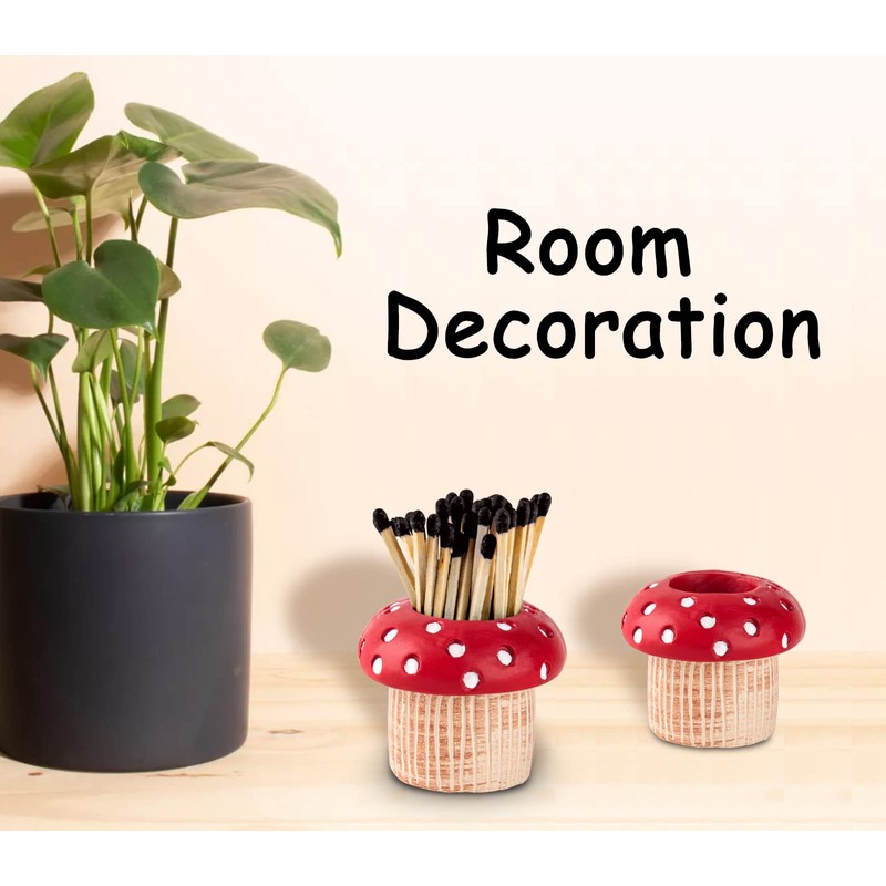 Mushroom Match Holder With Striker 2 Décor Match Striker Jar