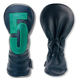 Golf Headcover, Stylish, Cool, Big Number Golf Headcover, Prevents Counting Mistakes, Waterproof, Premium PU Material (Black, 5W)