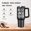 Ceovfoi 40 oz Uncle Tumbler with Handle Lid and Straw,Black
