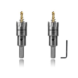 TCT Hole Saw Set, 2-Pack of 5/8" (16mm) Heavy Duty Tungsten Carbide Tipped Hole Cutters for Stainless Steel Mild Steel Copper Iron Brass Plastic and More, with Titanium-Plated Pilot Drill Bits