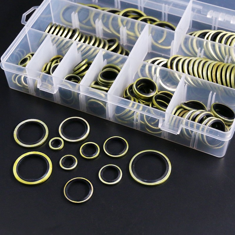 Glarks 180Pcs Dowty Bonded Seals Washers Assortment Set for Automotive,