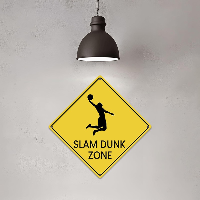Slam Dunk Zone Aluminum Sign Sports Player Wall Sign for