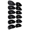 12pcs PU Leather Black Golf Club Head Cover Iron Head