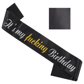 COCIDE It's My Birthday -Birthday Sash for Women Glitter Sashes for Girls Womem and Men 16th 18th 21st 30th 40th 50th 60th 70th 80th 90th Birthday Party Supplies Decorations (Black&Gold)
