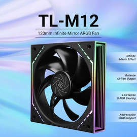 Thermalrlght TL-M12 Case Fan 120mm ARGB CPU Cooler Fan Comes with ARGB Mirror Light Effect,PC PWM Silent Fan with 1500RPM Speed, Black CPU Cooling ARGB Fan,Desktop CPU PWM Fan