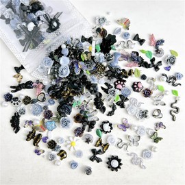 DUOLEIMI Nail Parts, Flower Ribbon, Approximately 200 Tablets, Nail Art, Decorative Parts, Pearl, Rose, Nail Decoration, 3D Dimensional, Jewelry Parts, Butterfly, Resin Parts, Spring, Accessory Parts,