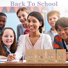 Nogeqi Pack of 4 Thank You Keyrings for Teacher Gift Colleague Leaving Gift Teacher Teacher Thank You Gifts Small Gifts Farewell Primary School Teacher Gift