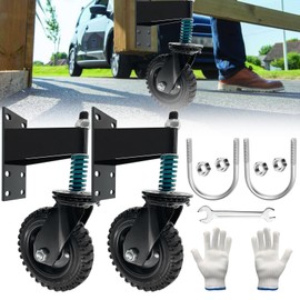 Qrooviiy 8Inch Fence Gate Wheels,600 lbs Capacity Gate Wheels with Caster Srping Cushioned for Metal/Wooden Gate,360 Degree Swivel with Suspension for Swing Gate Support (Black 2Pack)…